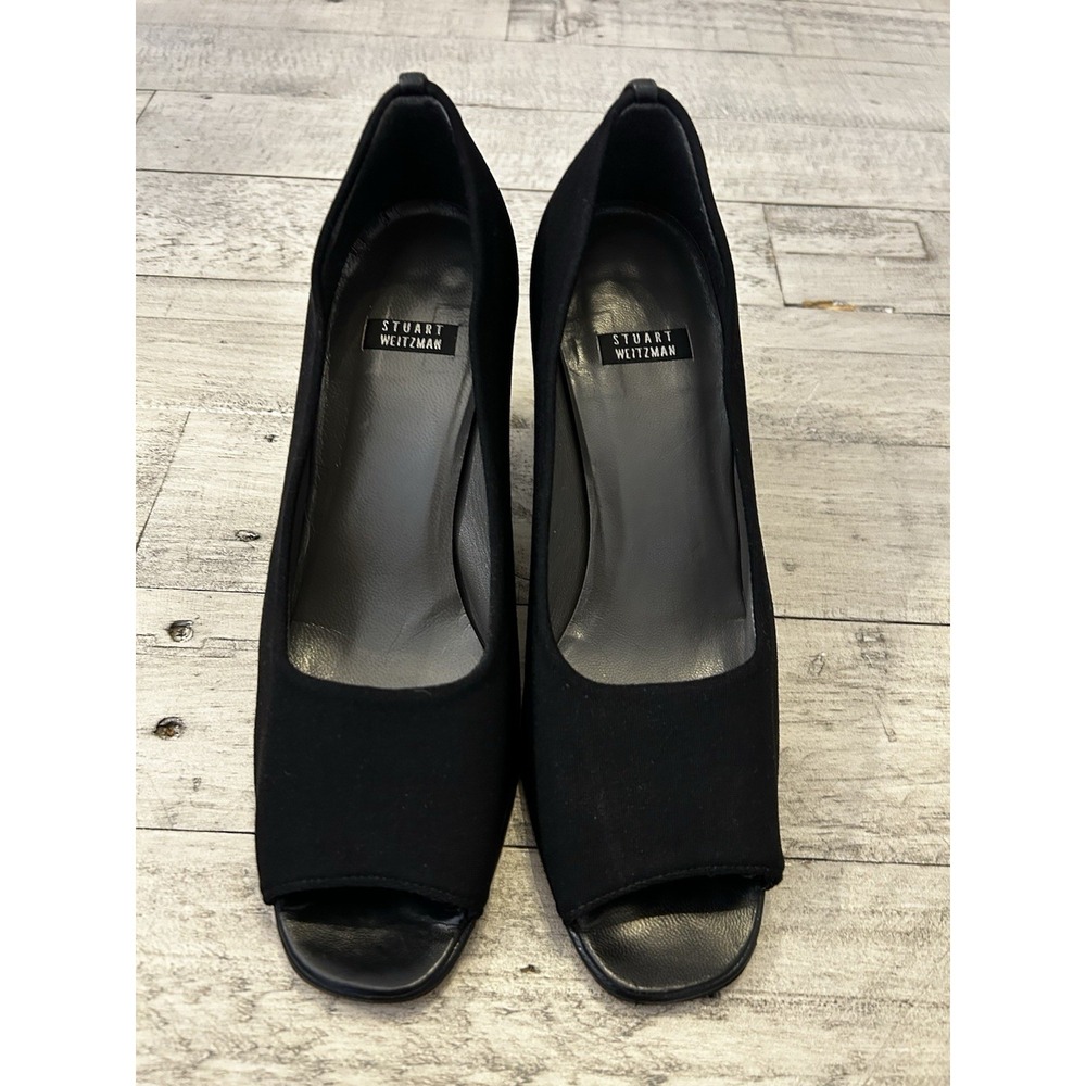 Stuart Weitzman‎ size 7 Black Peep Toe Heels